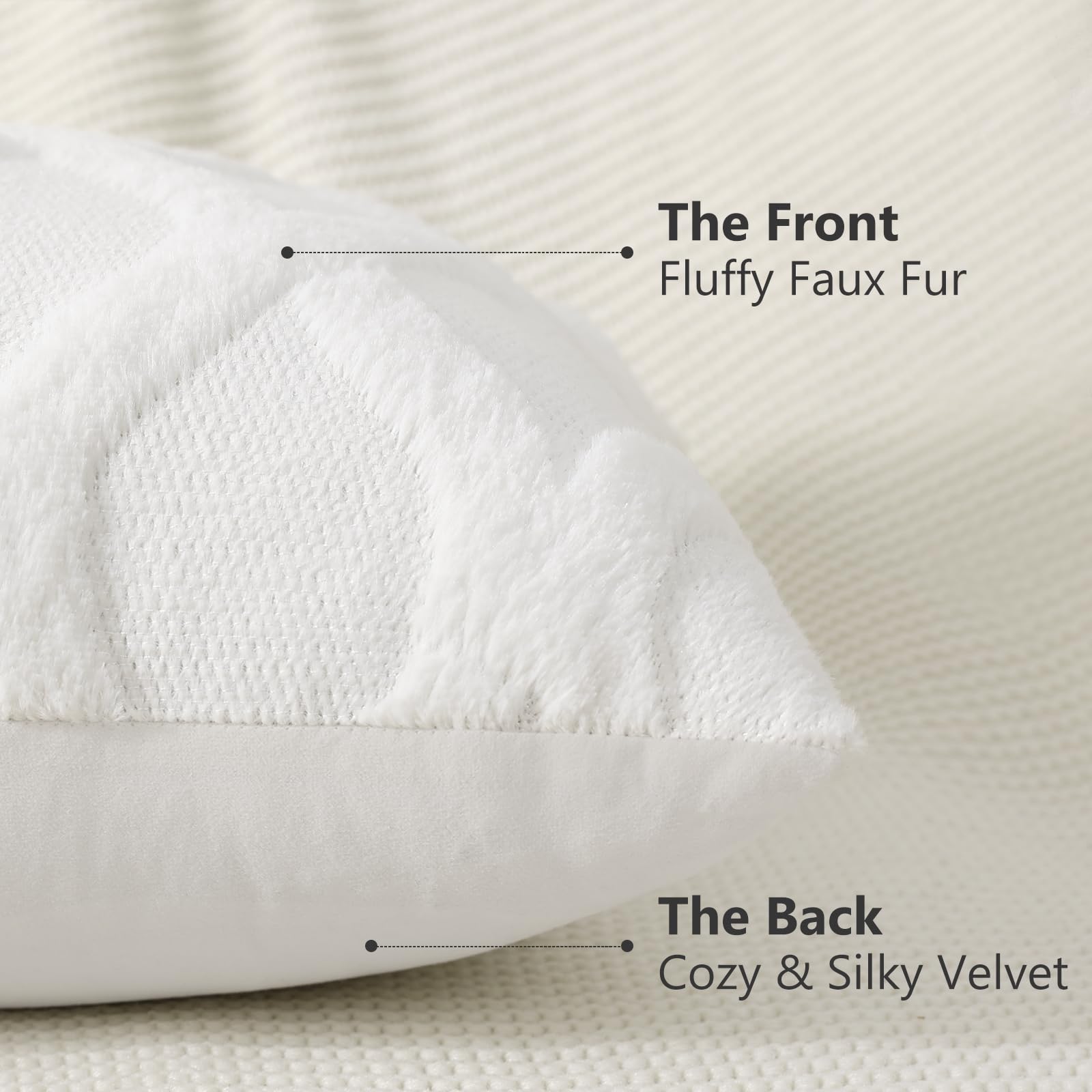 Decoruhome Spring Throw Pillow Covers 16X16 Inch Set Of 2, Soft Plush Faux Fur Wool Cream White Couch Pillow Covers, Decorative Pillow Cases For Bed Sofa Living Room Home Decor