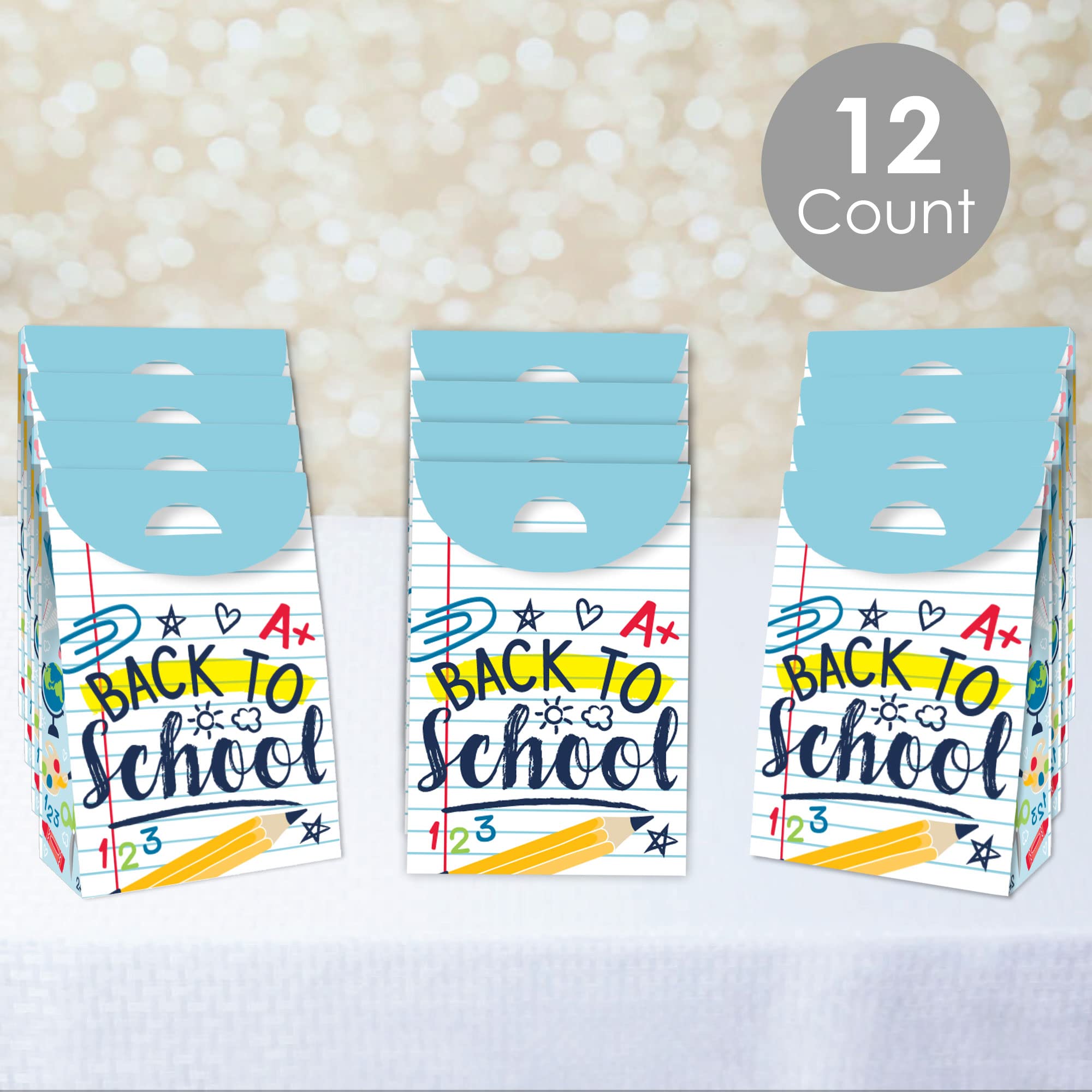 Big Dot Of Happiness Back To School - First Day Of School Classroom Gift Favor Bags - Party Goodie Boxes - Set Of 12