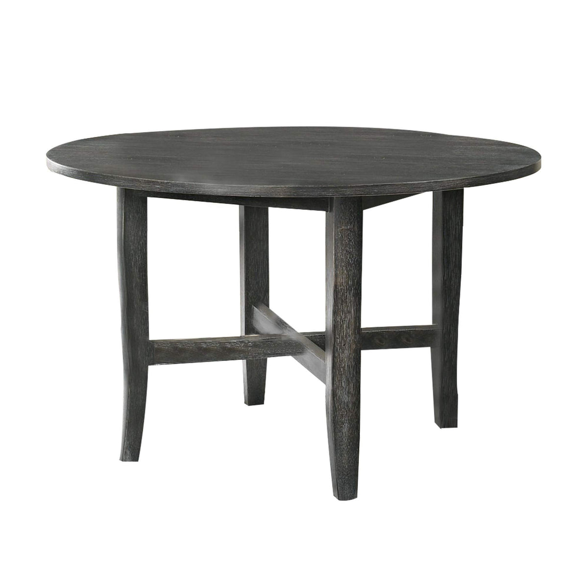 Benjara 47 Inch Farmhouse Style Round Wooden Dining Table, Gray