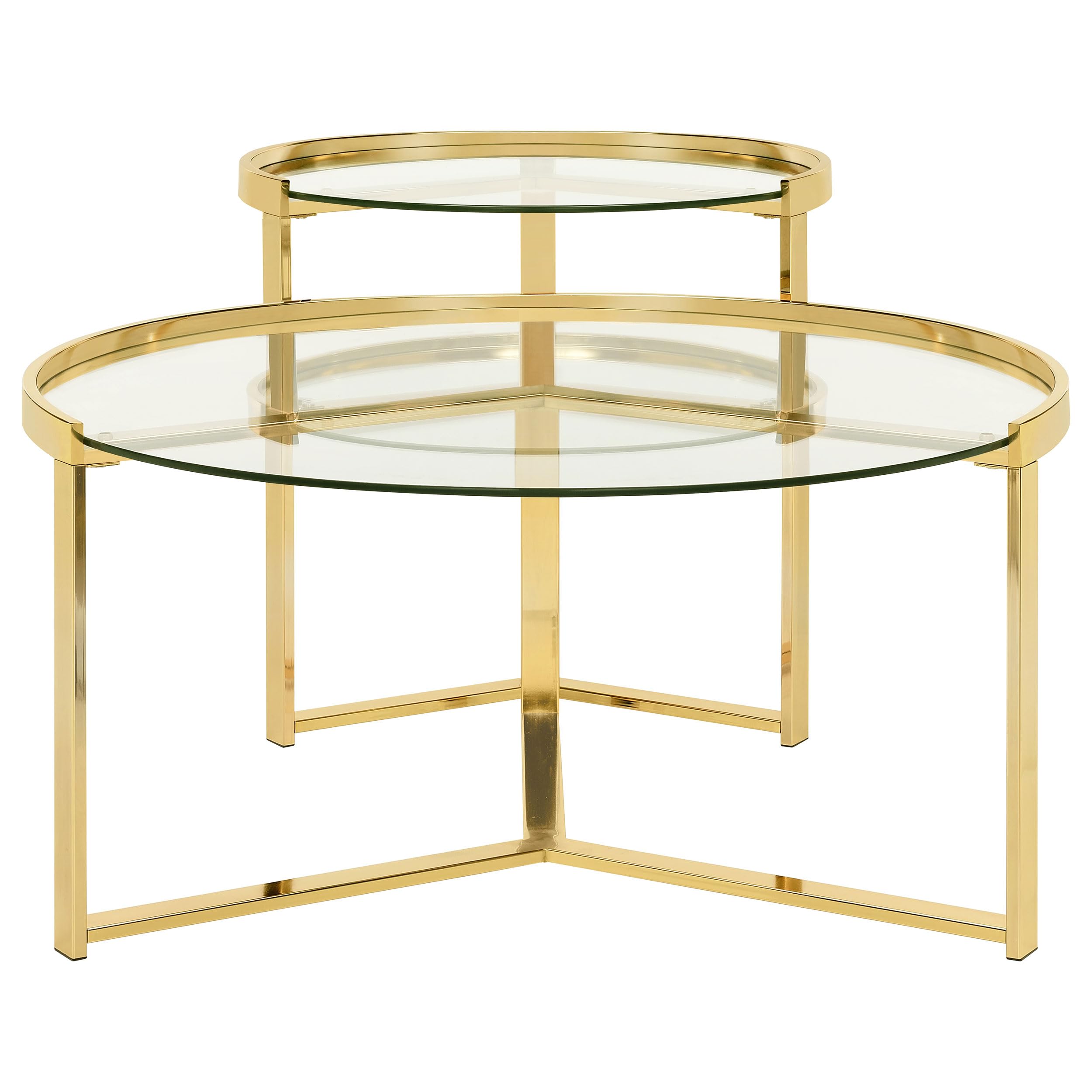 Coaster Home Furnishings Delia 2-Piece Round Glass Top Nesting Coffee Table Gold