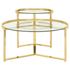 Coaster Home Furnishings Delia 2-Piece Round Glass Top Nesting Coffee Table Gold