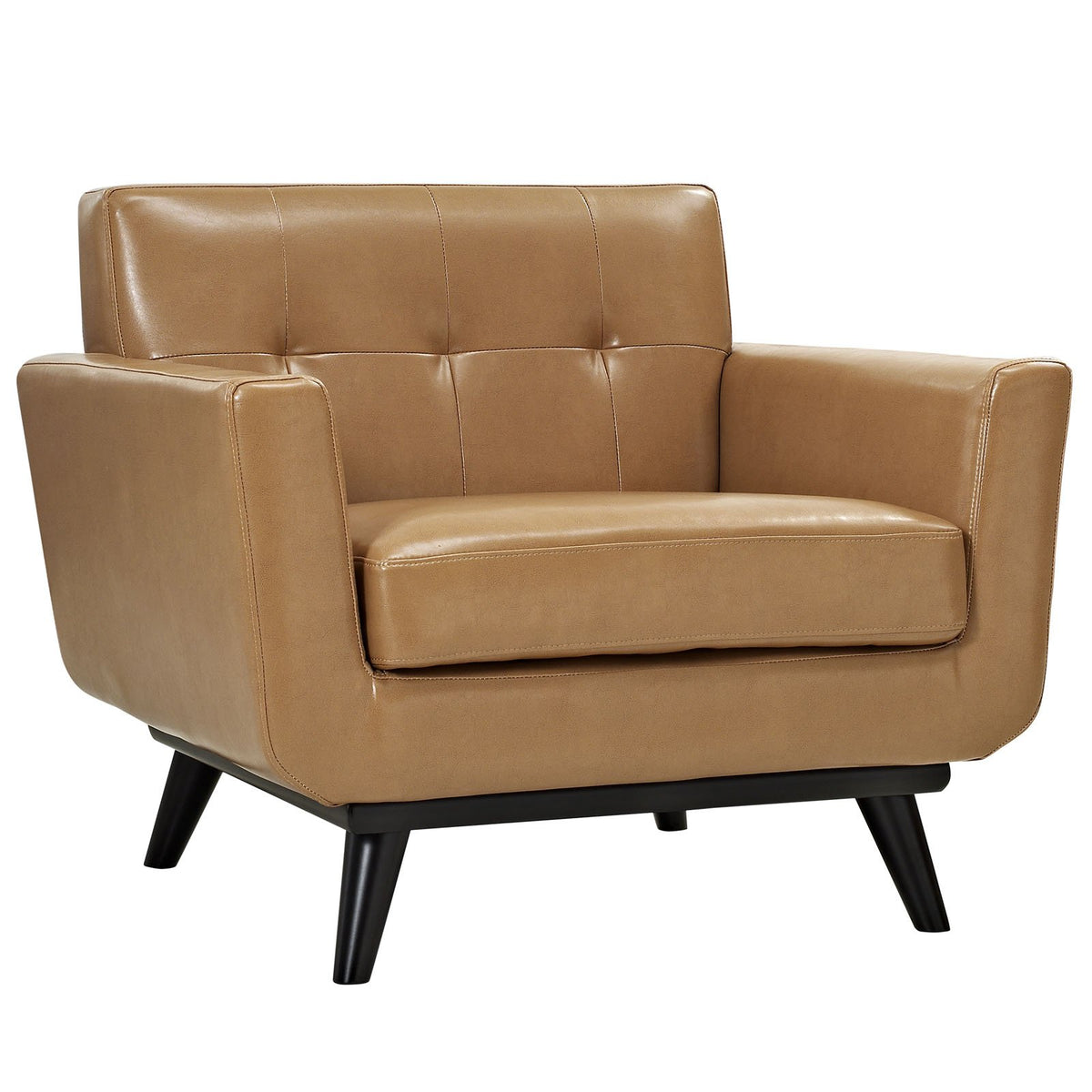 Bonded Leather Armchair With Rubberwood Legs