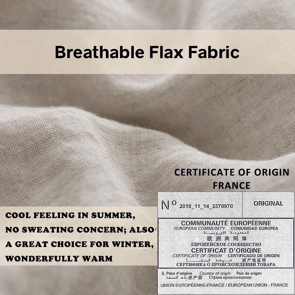 Simple&Opulence 100% French Linen Euro Shams With Embroidery (26'' X 26'') - Pack Of 2 - Pre Washed Solid Color Natural Flax Soft Breathable - Linen