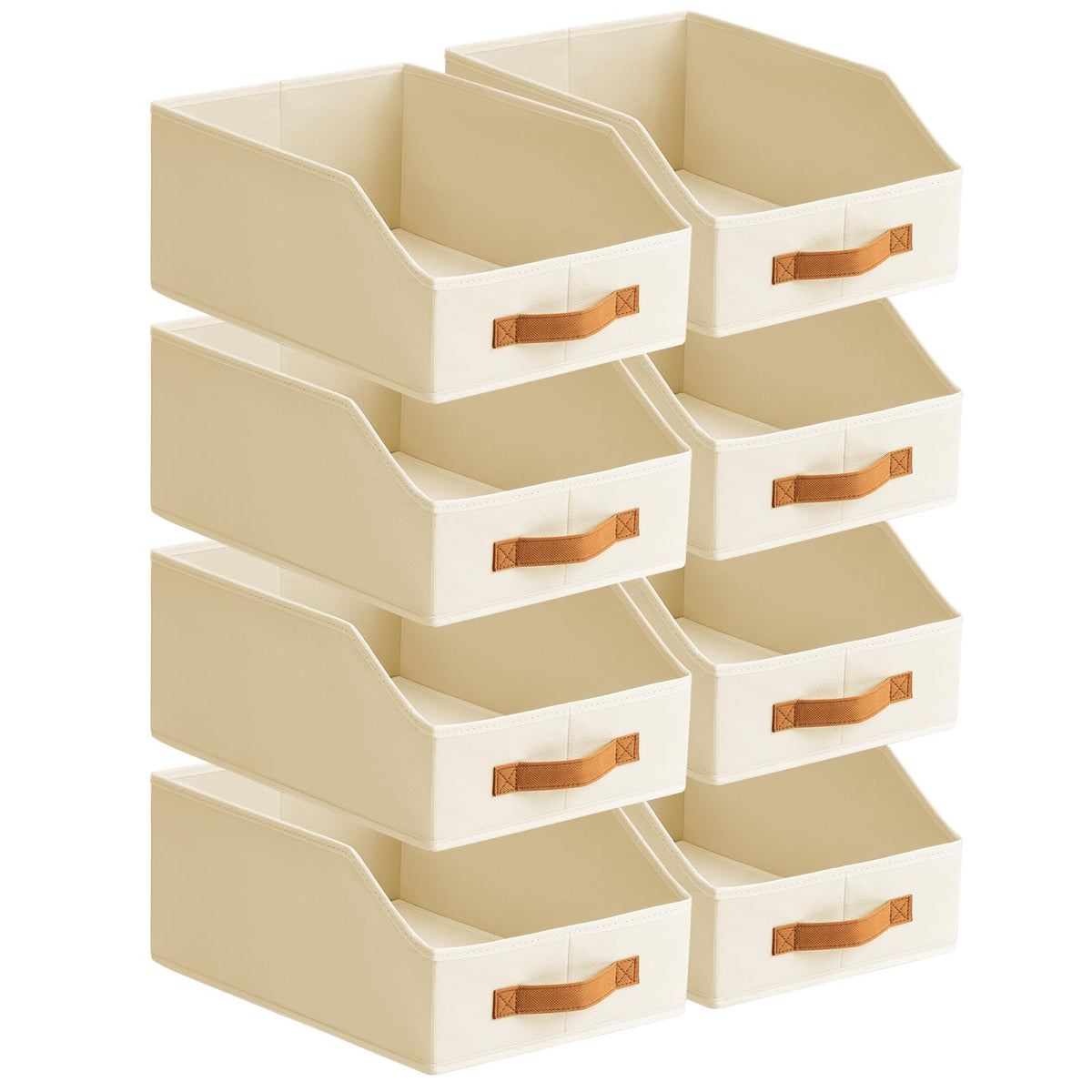 Homsorout Fabric Storage Bins for Organizing  8 Pack Large Trapezoid Collapsible Storage Bins with Front Handle, Closet Organiz