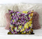 HomeRoots Pink Green Yellow 18' Purple Yellow Springtime Zippered Suede Throw Pillow