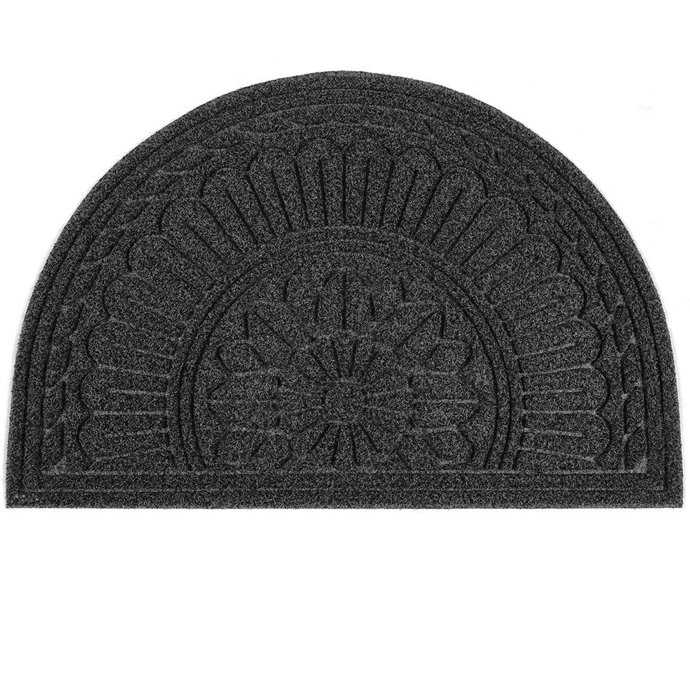 Mibao 24' X 36' Mats, Half Round Rug, Outdoor Welcome Mats For Front Door, Half Moon Indoor/Outdoor Mats Waterproof, Black