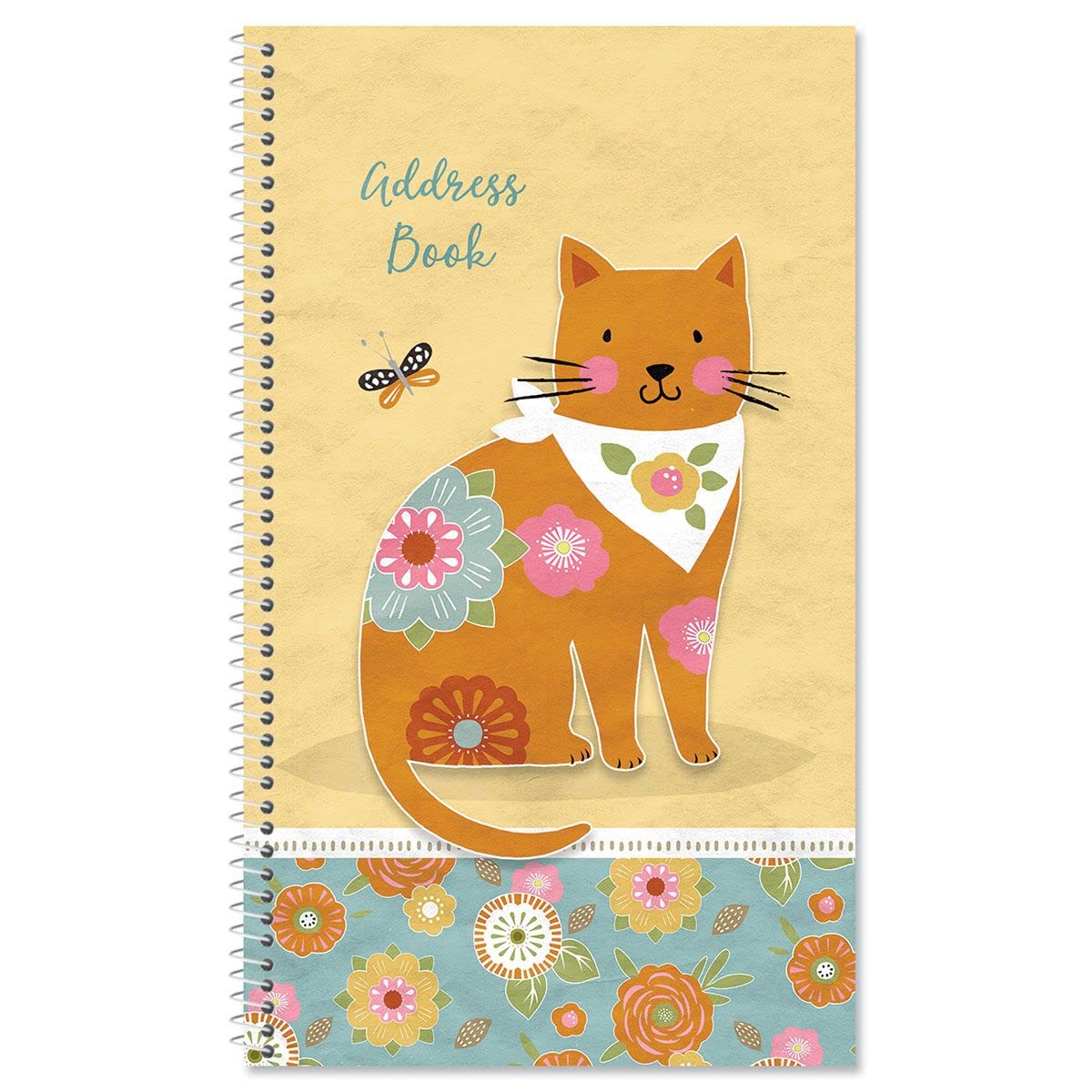 Current Cat Patch Address Book - 94 Pages; Small 5' X 8-1/2' Size For Purse Or Office, Spiral Bound Soft Cover Organizer For C