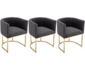 Vescasa Linen Upholstered Dining Chairs With Barrel Back, Mid Century Modern Padded Restaurant Chairs With Gold Metal Frame For