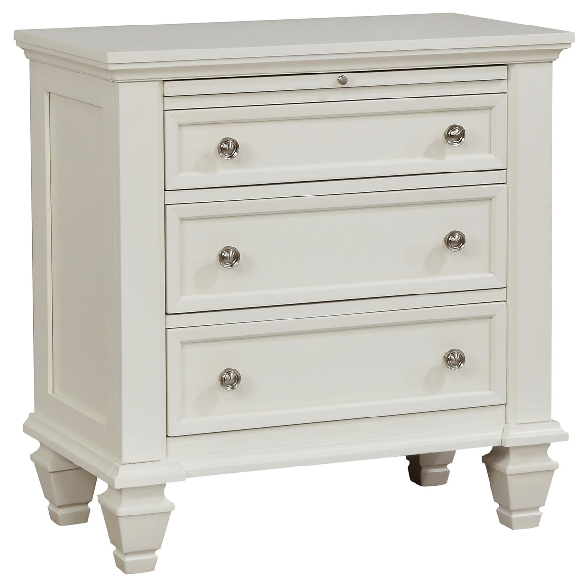 Coaster Home Furnishings Sandy Beach Coastal Wood 3-Drawer Bedroom Nightstand Bedside Table Organizer Unit Cream White 201302