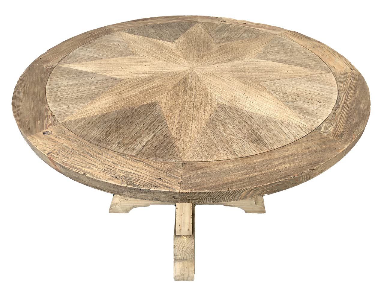 Afd Home Farmhouse Diamond 48'' Rd Dining Table, Natural Recycled Pine And Mahogany