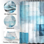 Lnond 4Pcs Bathroom Shower Curtain Sets With Rugs,Turquoise White Painting Art Bathroom Sets With Shower Curtain And Rugs And Ac