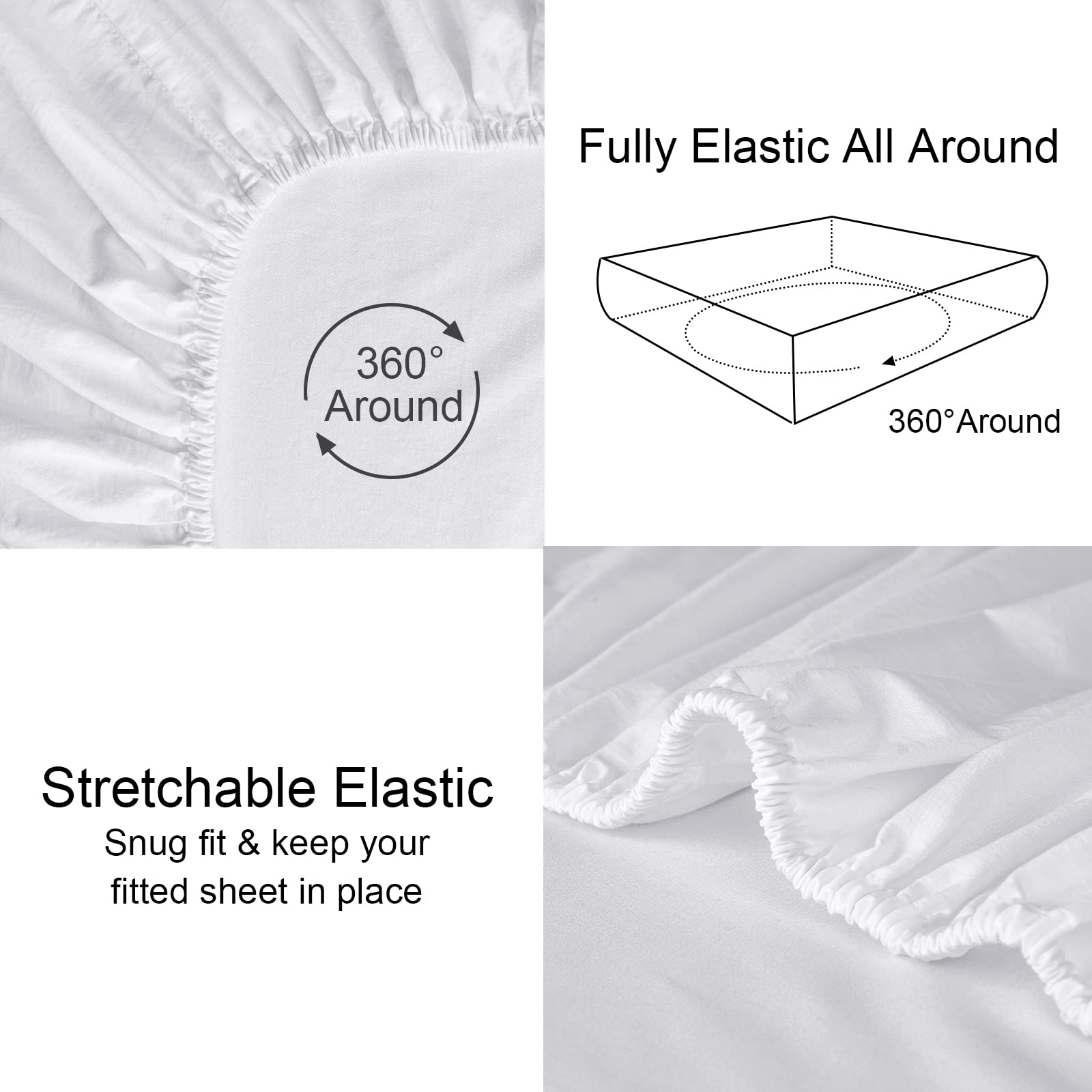 Phf 100% Garment Washed Cotton Fitted Sheet Twin Size - Cozy Cloud Soft Linen Like Bottom Sheet Only With Elastic Deep Pockets,