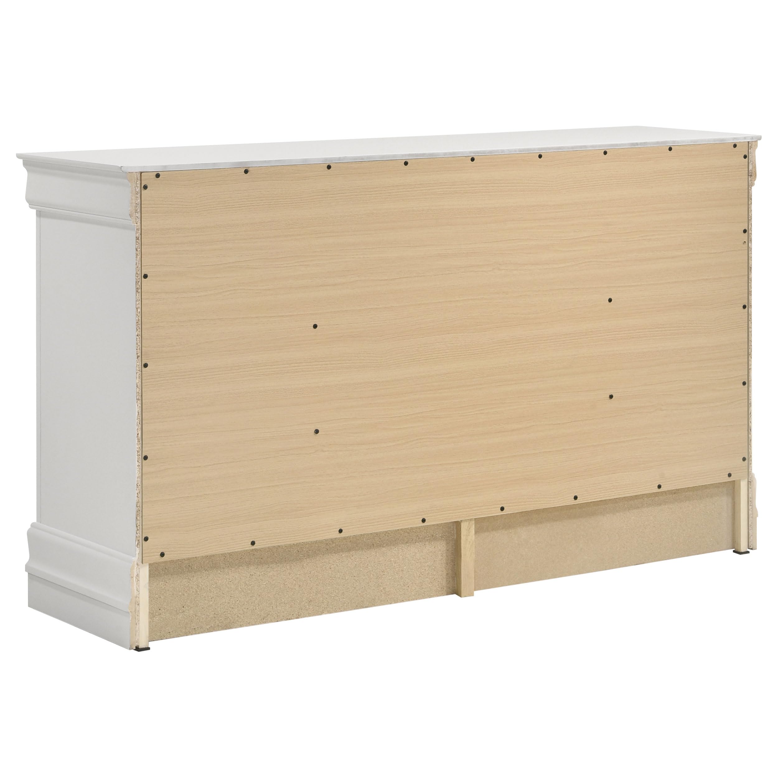 Coaster Home Furnishings Louis Philippe Traditional 58-inch 6-Drawer Bedroom Dresser Clothing Storage Cabinet Wide Chest of Drawers Organizer Unit White 202443
