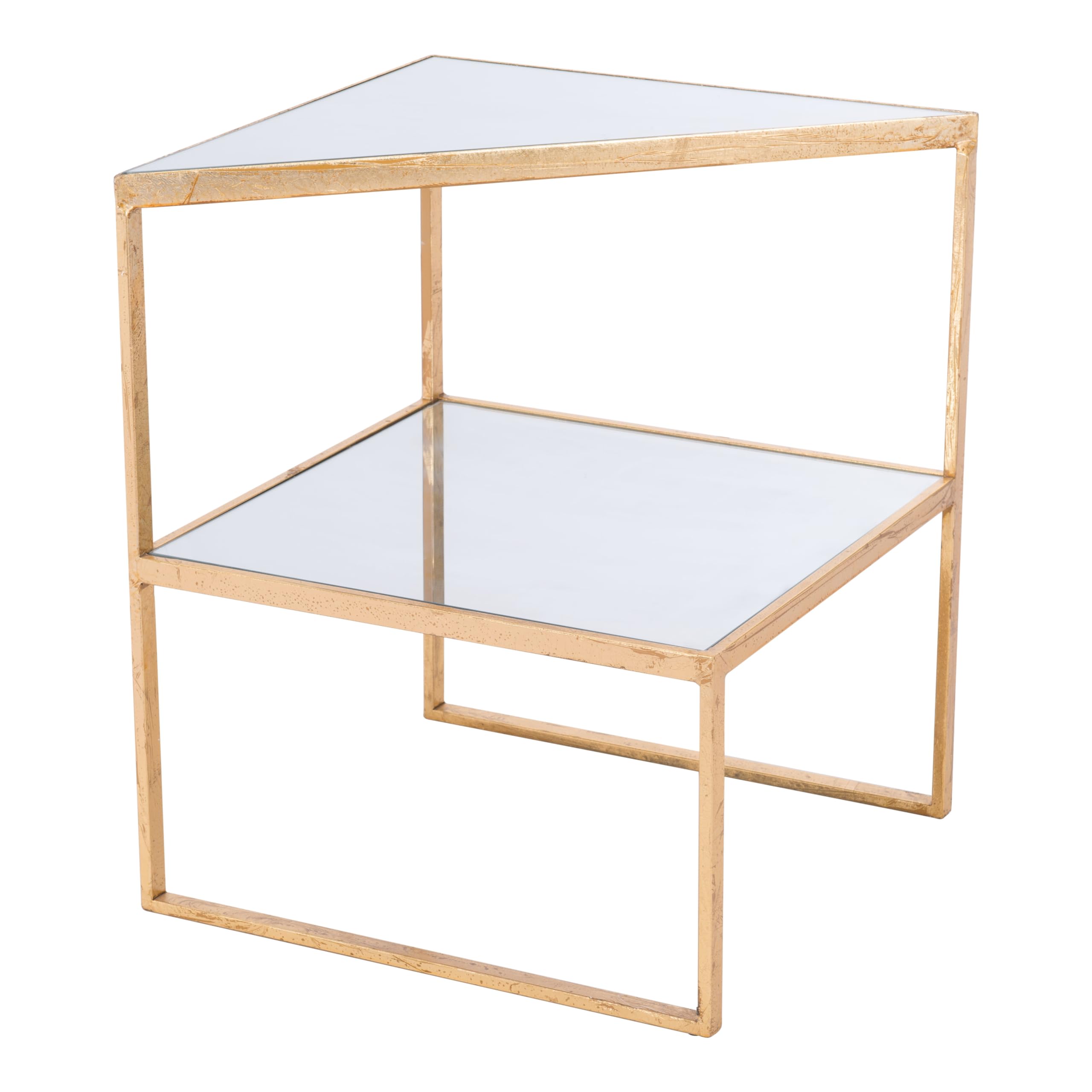Zuo Modern Planes Side Table Gold & Mirror