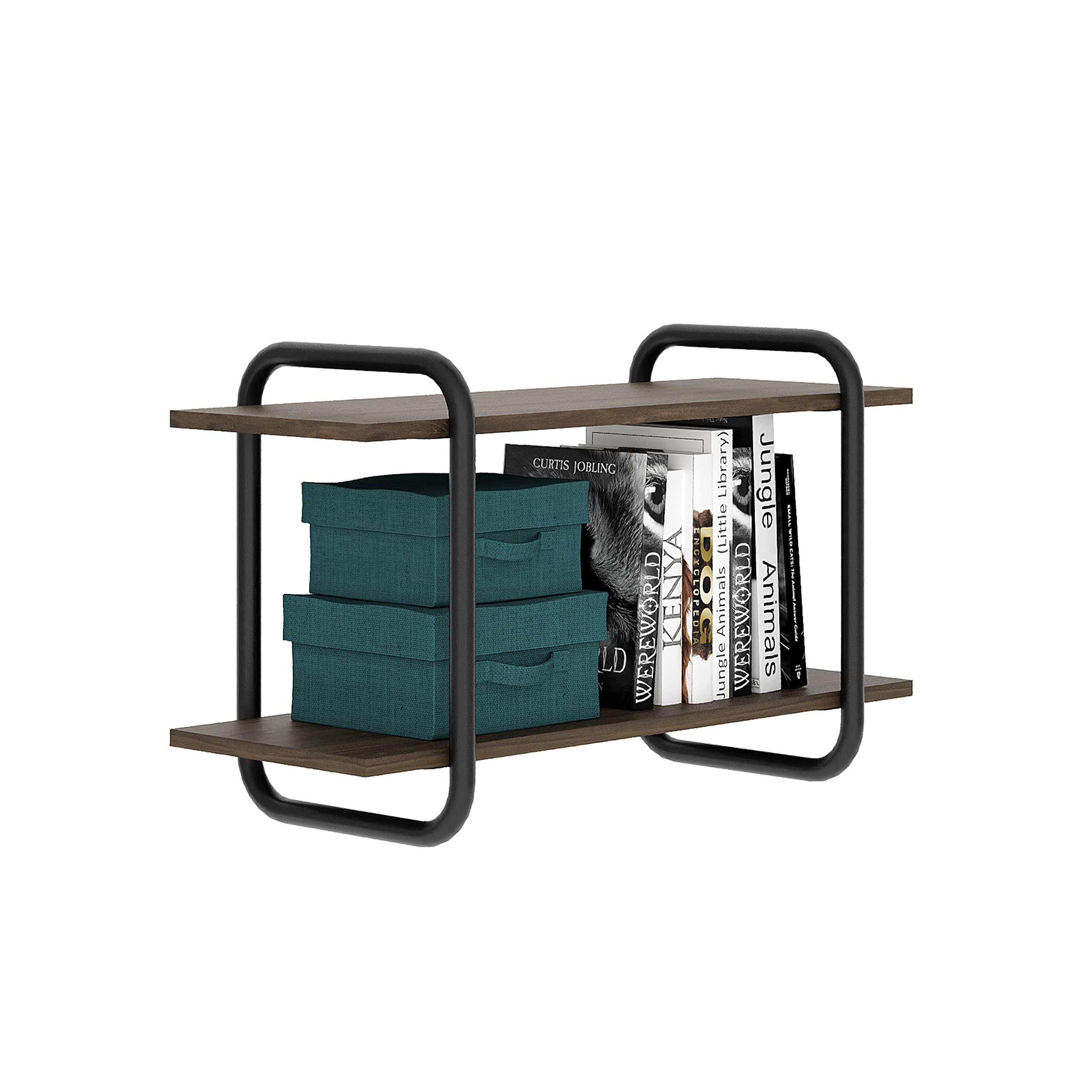 Techni Mobili Floating Shelves For Wall, 2-Tier Wall Mount Shelf Or Floating Bookshelf, Walnut