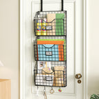 X-Cosrack 3-Tier Hanging Wall Files Rack With Door Hooks And 6Pcs S Shape Hooks, Over The Door File Organizer &Mounts On Wall Me