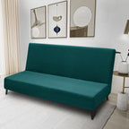 Znsayotx Armless Futon Covers Full Size (67'-82') Stretch Jacquard Sofa Bed Slipcovers, Striped Queen Futon Cover With Non-Slip Elastic Bottom, Soft Cozy Futon Mattress Cover Washable (Blackish Green)