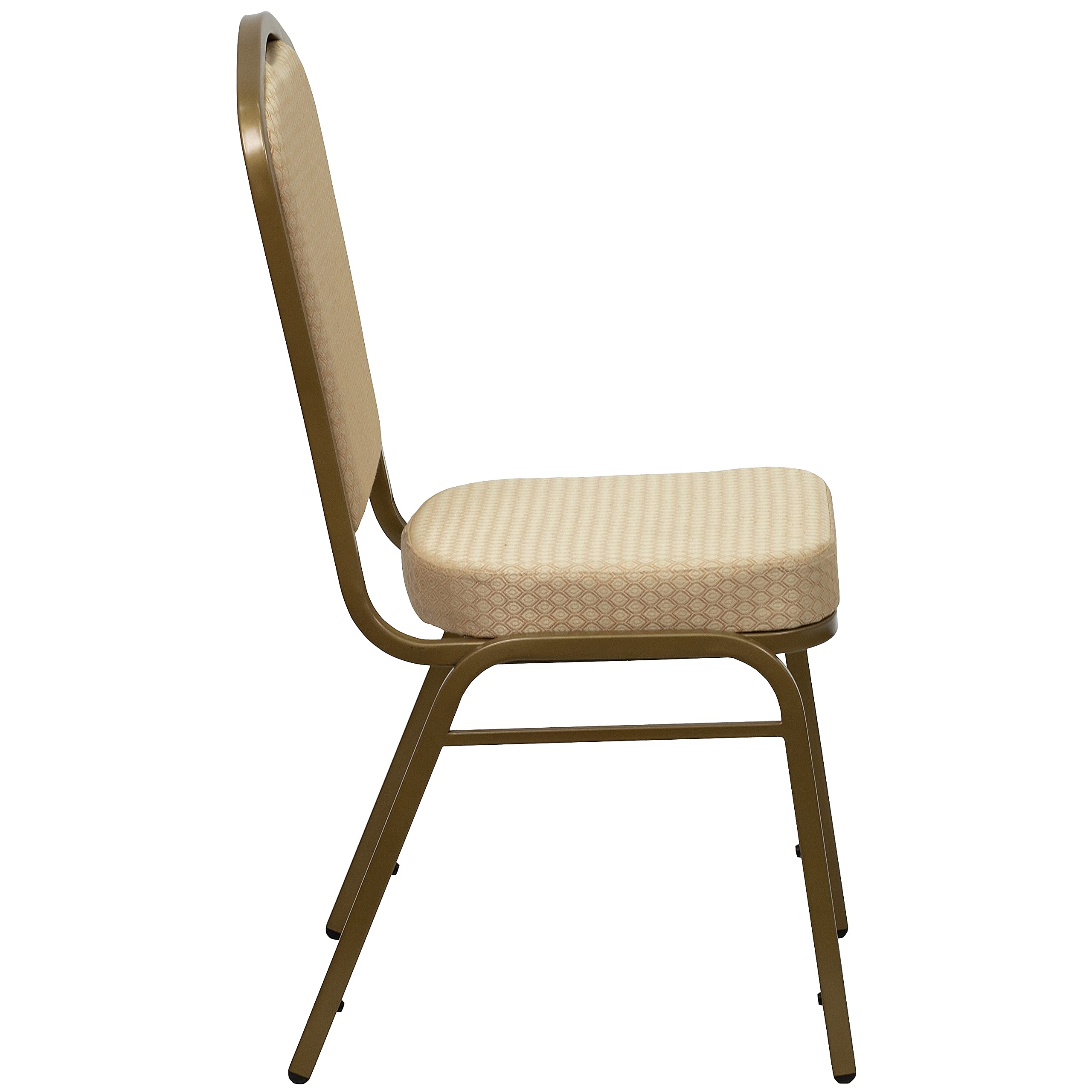 Flash Furniture 01Agh20124E Crown Back Stacking Banquet Chair, Beige Fabric, 2.5 Seat, Gold Frame