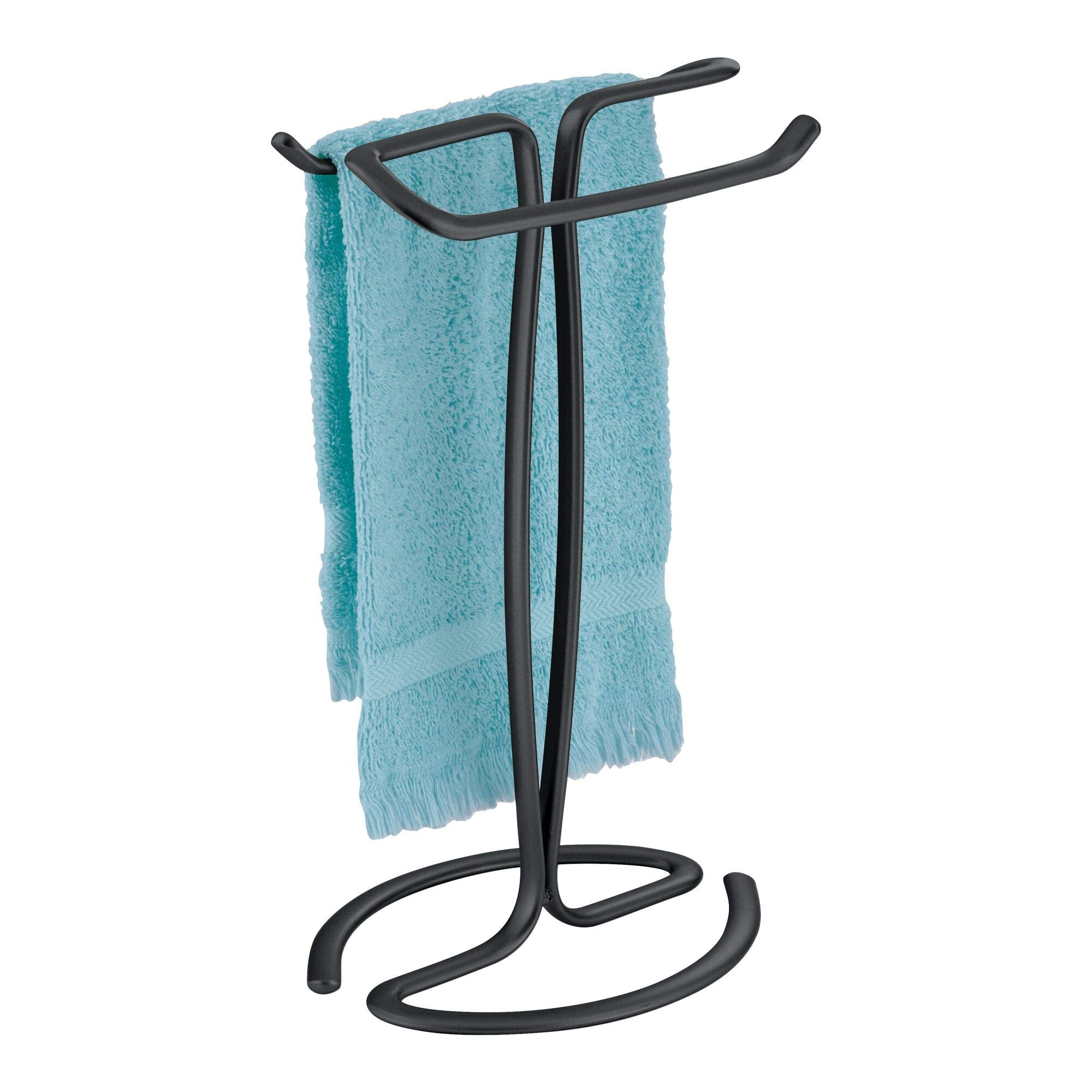 Idesign 55637 Axis Metal Free-Standing Hand Towel Drying Rack For Master, Guest, Kids' Bathroom, Laundry Room, Kitchen, Holds Tw