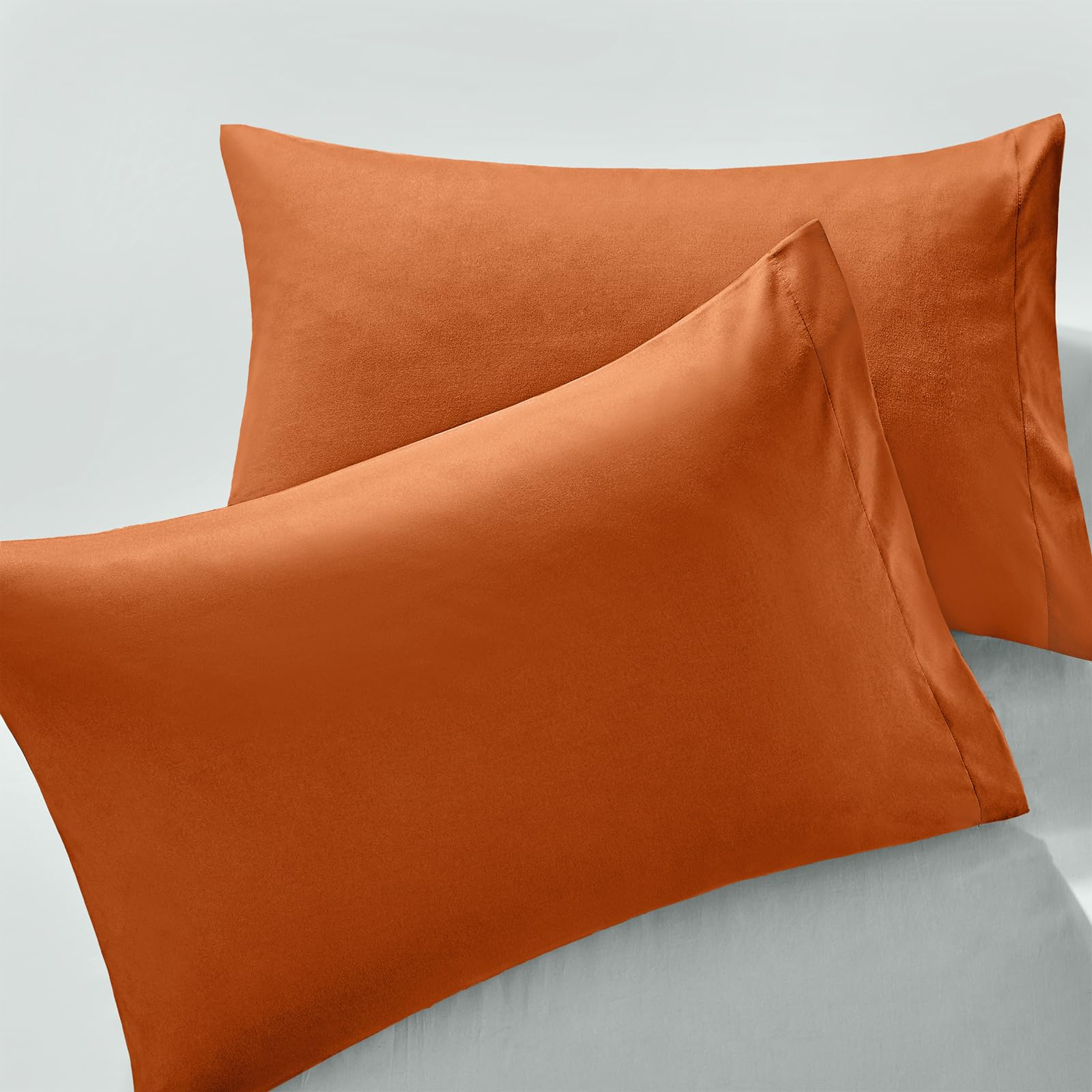 Milvowoc 2Pcs Brushed Microfiber King Pillowcases - 20 X 36 Inch, Burnt Orange Pillow Case Set Non Slip Envelope Pillow Cover Wi
