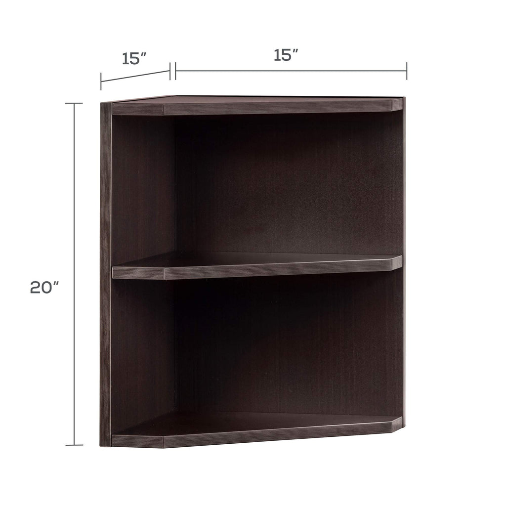 Safco Mayline Mnpoldc Medina Shelved Corner Support For Use With 63" Mnh63 And 72" Mnh72 Hutch, (Qty. 1), Mocha Laminate