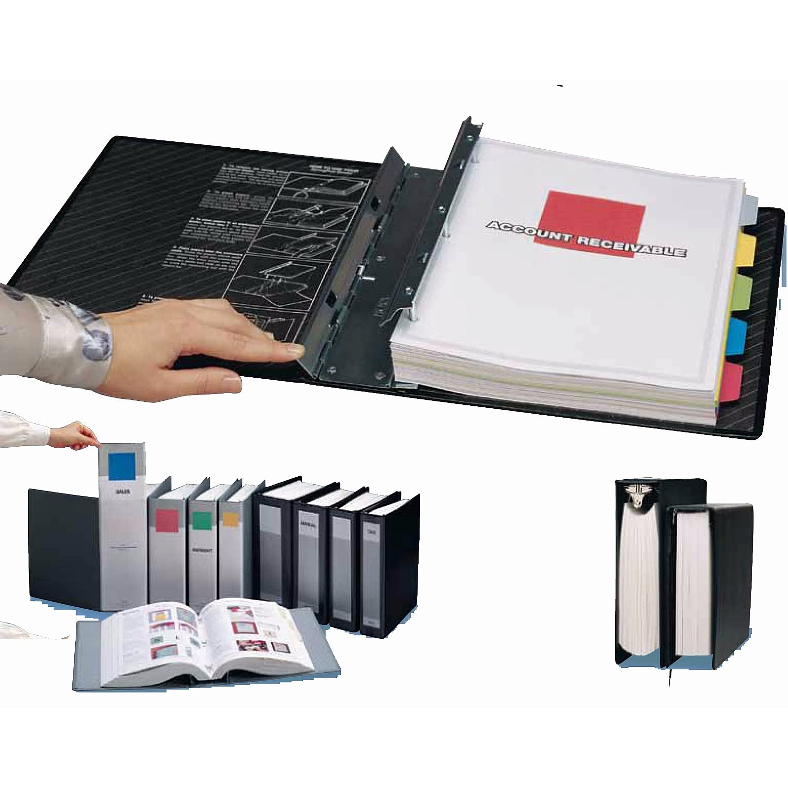Itoya P-40 Springpost Binder With 4' Paper Capacity, Black.