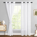 Hiasan Off White Sheer Curtains With Tiebacks, Light Filtering Voile Textured Drape Lightweight Grommet Window Curtains For Bedroom, Living Room And Office, W42 X L90, Set Of 2 Soft Panels