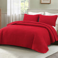 Whale Flotilla Ultra Soft Queen Quilt Bedding Set, Lightweight Fall Red Quilts Bedspreads Full Size, Ultrasonic Geometric Coverl