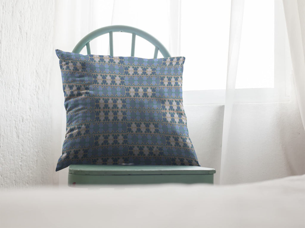 HomeRoots Muted Light Blue Cream Broadcloth 18' Blue Cream Spades Indoor Outdoor Throw Pillow