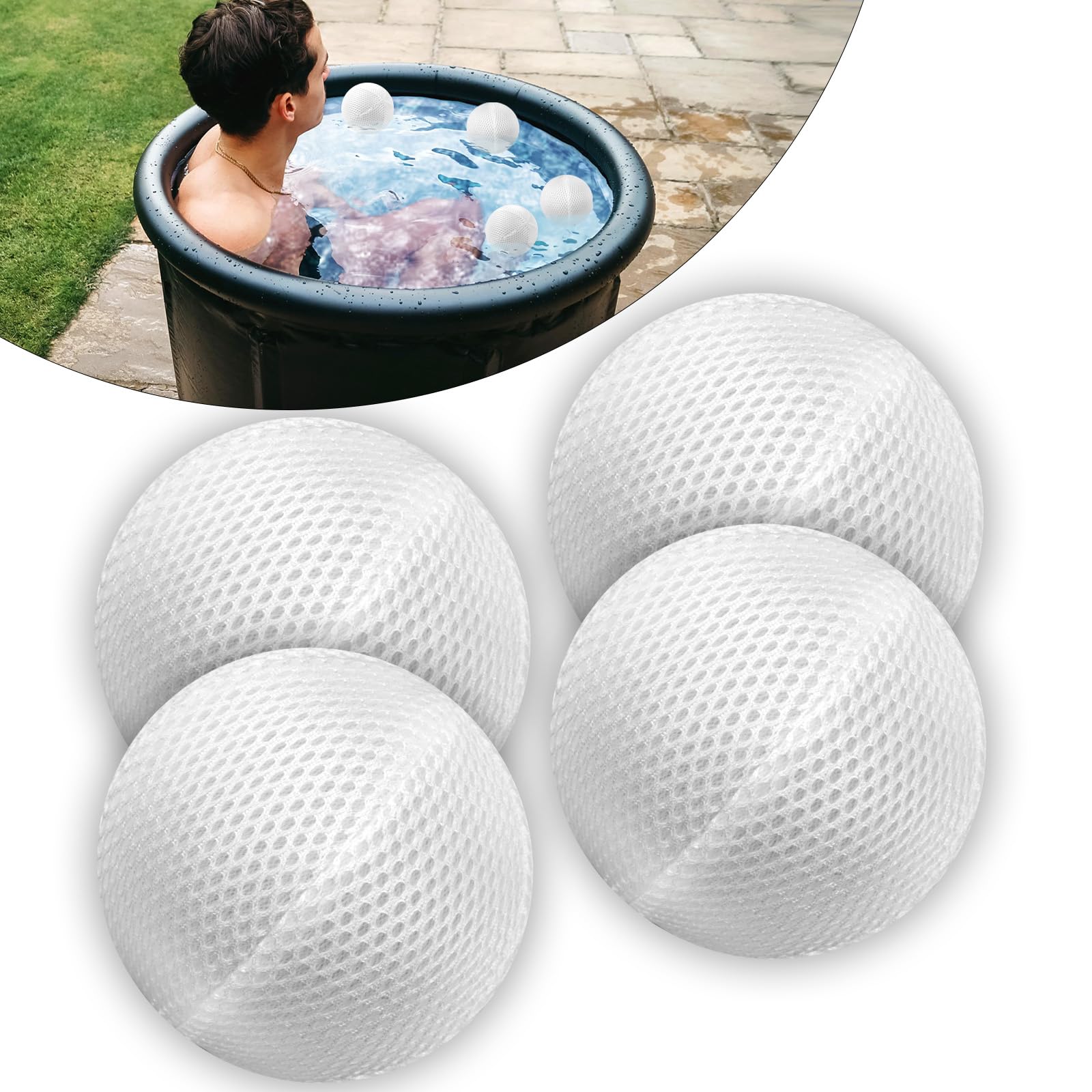 4 Pcs Cold Plunge Filter Scum Absorber, Ice Bath & Cold Plunge Accessories, Reusable Ice Bath Tub Filter Oil Scum Balls Floating
