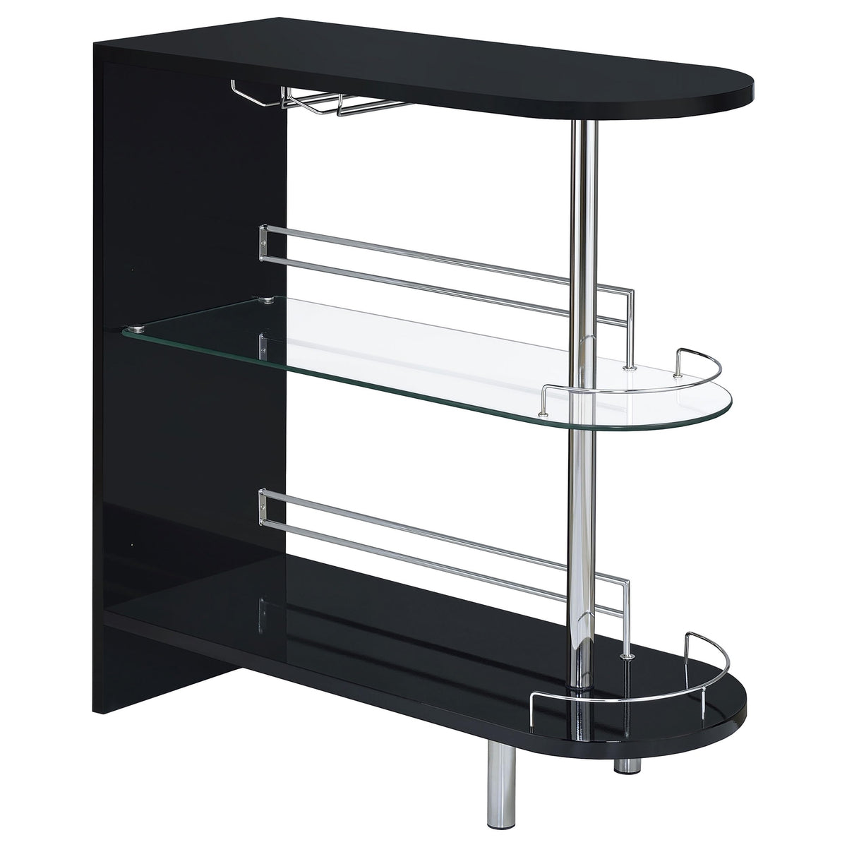 Coaster Home Furnishings Adolfo Rectangular 2-Tier Home Bar Table Black High Gloss