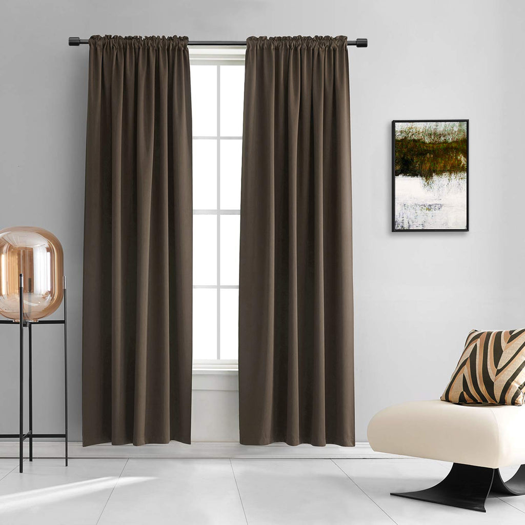 DONREN Insulated Curtains Blackout Draperies - Triple Weave Microfiber Home Thermal Insulated Solid Rod Pocket Blackout Curtains