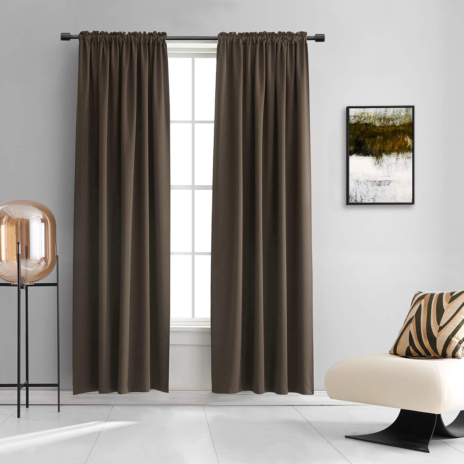DONREN Insulated Curtains Blackout Draperies - Triple Weave Microfiber Home Thermal Insulated Solid Rod Pocket Blackout Curtains