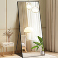 DUMOS Full Length Mirror with Stand, 65x24 Floor Mirror with Aluminum Alloy Frame for Bedroom, Standing Full Body Mirror with Sh