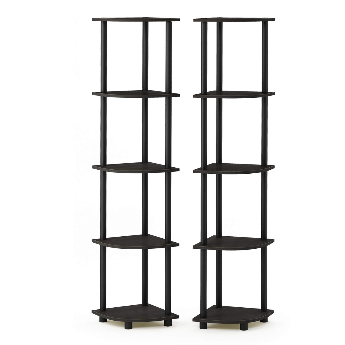 Furinno Turn-N-Tube 5-Tier Corner Multipurpose Display Shelves, Set Of 2