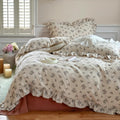 Bulutu Girls Toddler Kids Duvet Cover 100% Cotton Muslin Duvet Covers For Toddler Bed Comforter Cover With Ruffles Chic Floral T