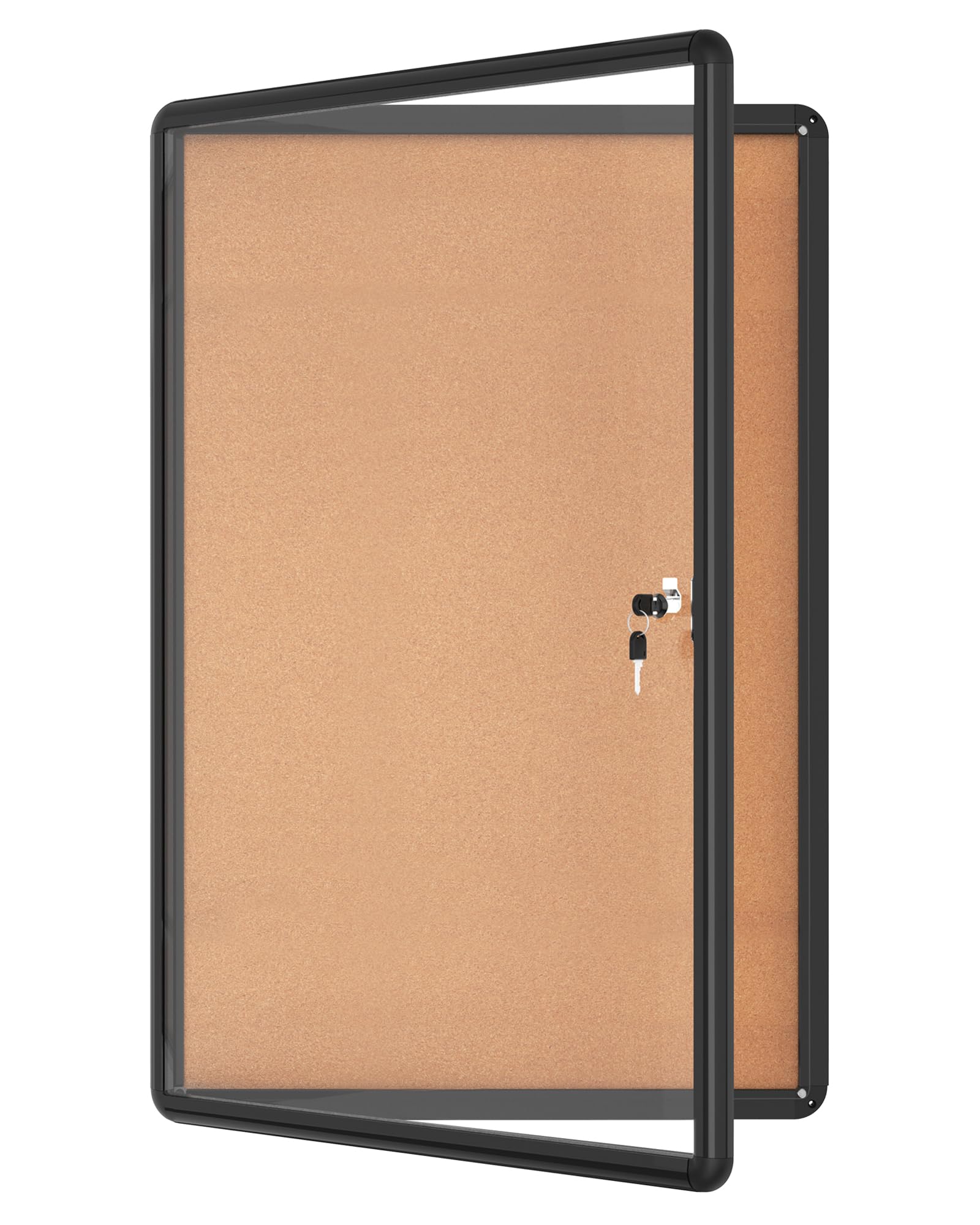 Mifuro 36'X24' Enclosed Bulletin Board, Lockable Weather-Resistant Aluminum Cork Noticeboard For School & Office, Black Frame