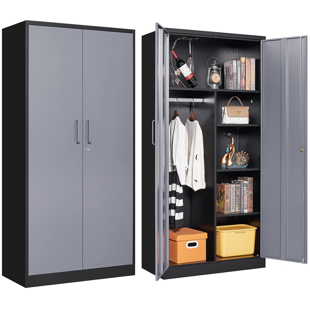 Letaya Metal Storage Cabinet,72' Employee Lockers Steel Wardrobe With Lock Door For Office,Home,School,Gym,Fire Department,Hote