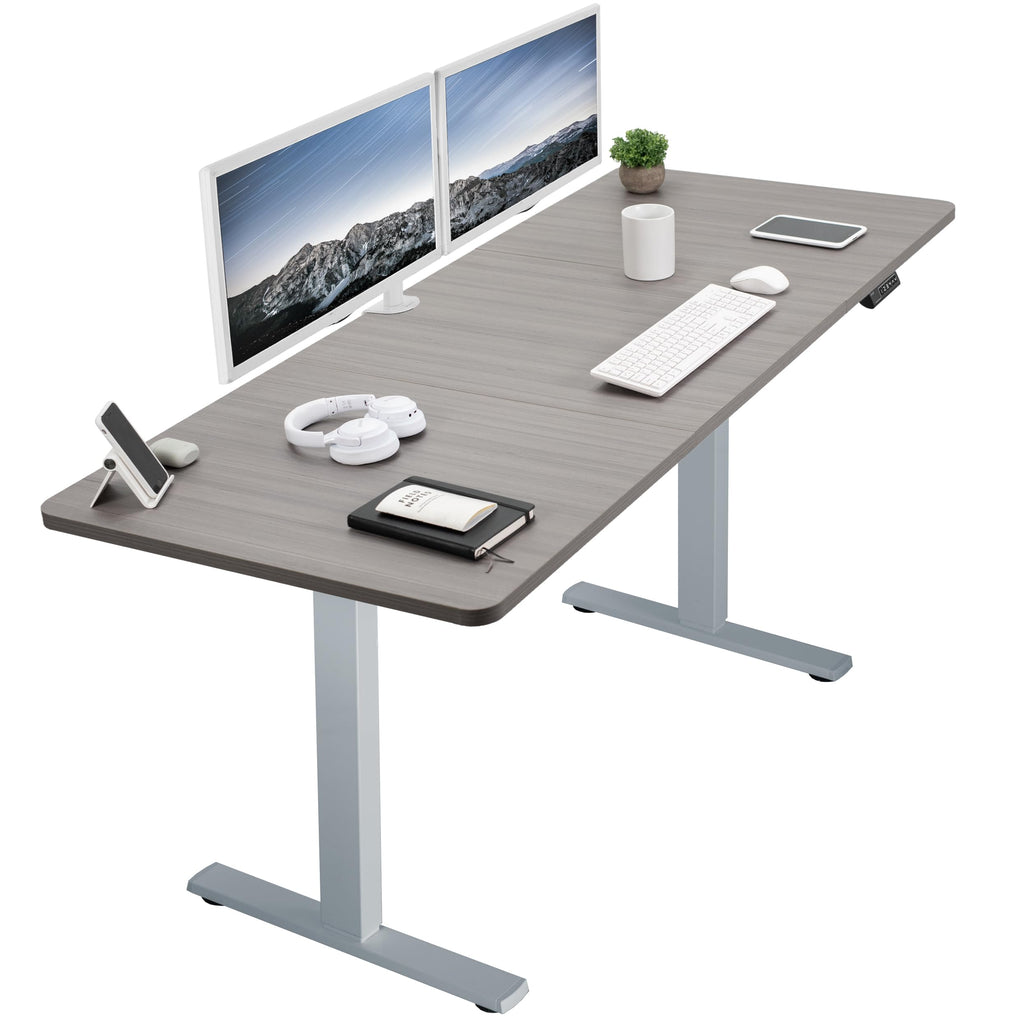 Vivo Electric 71 X 30 Inch Standing Desk Workstation, Memory Controller Height Adjustment, 1B Series, Dark Gray Top Gray Frame, Desk-Kit-1G7G