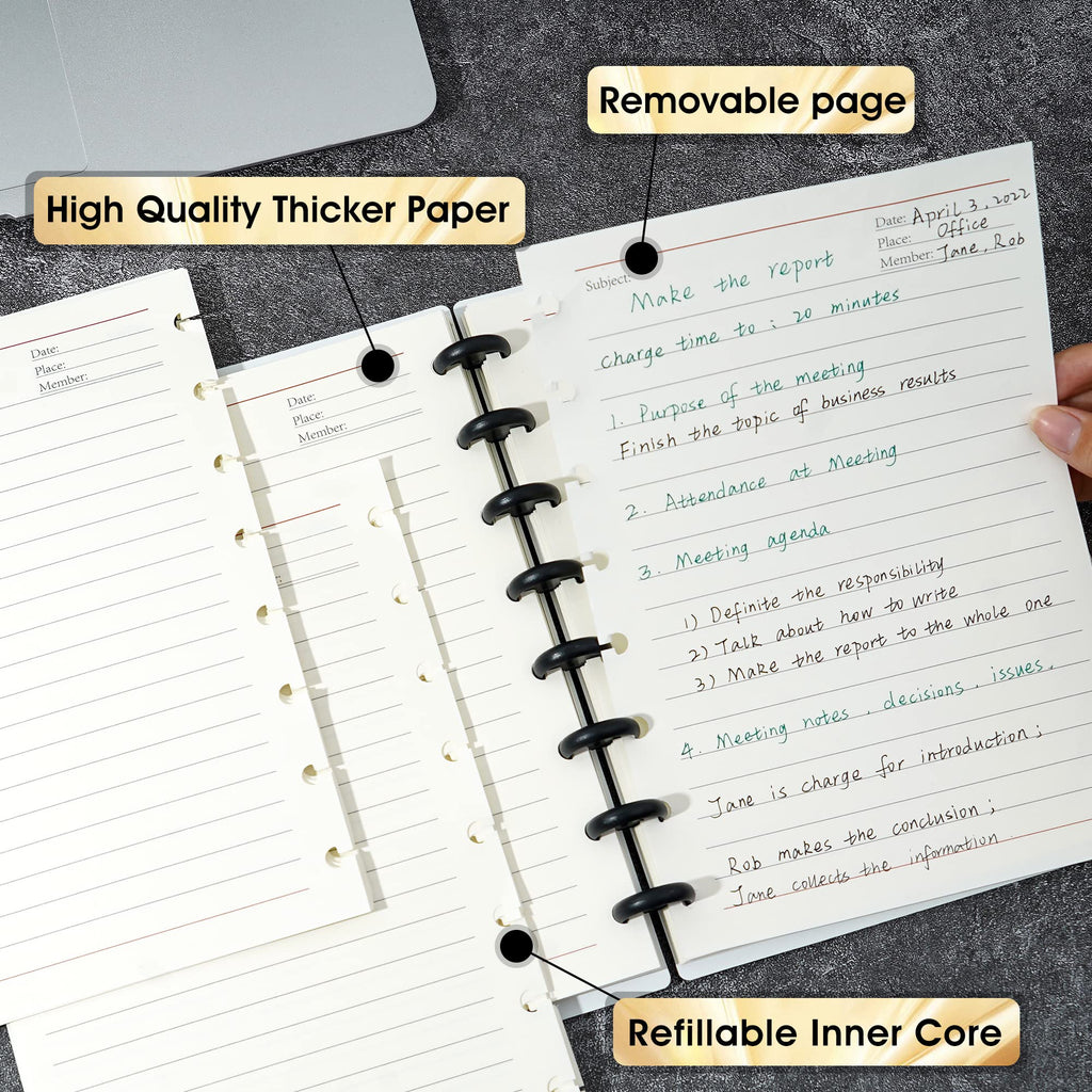 Yoment Discbound Notebook Customizable Spiral Journal Refillable 5 Subject Notebook With Removable Pages 120 Wide Ruled Disc Pla