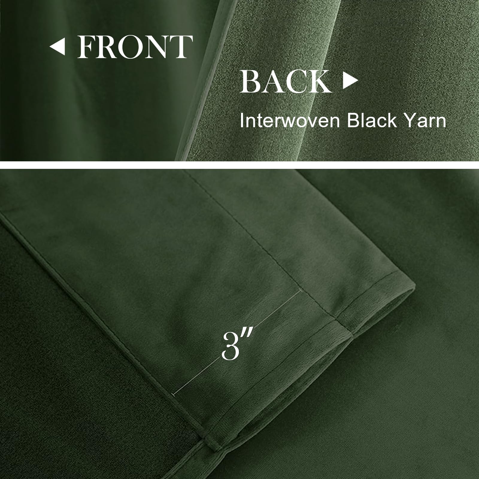 Lazzzy Green Velvet Curtain Thermal Insulated Curtains 72 Inch Long Drapes For Bedroom Living Room Darkening Window Treatments Rod Pocket, Set Of 2, Moss Green