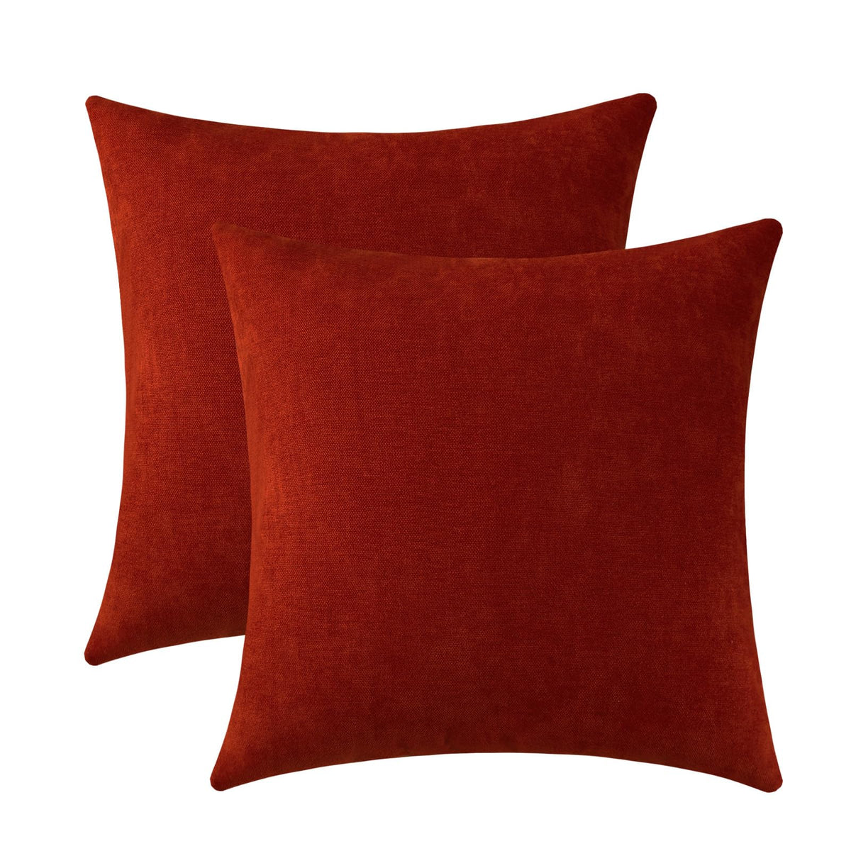 Jeneoo Orange Red Decorative Throw Pillow Covers Soft Chenille Comfy Solid Couch Cushion Cover Decor (Set Of 2, 20 X 20 Inches)