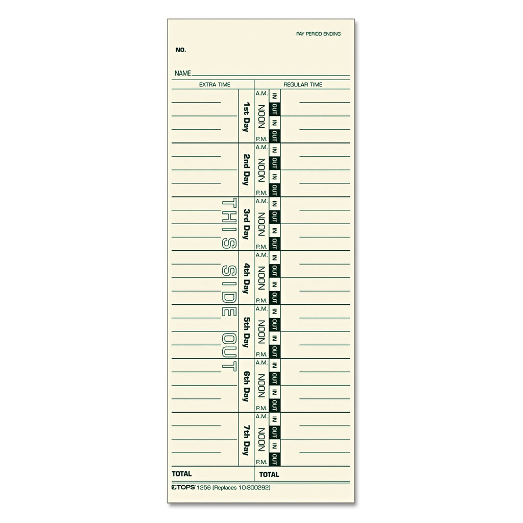 Tops 1256 Acroprint/Cincinnati/Lathem/Simplex/Stromberg Time Card 3 1/2 X 9 (Box Of 500)