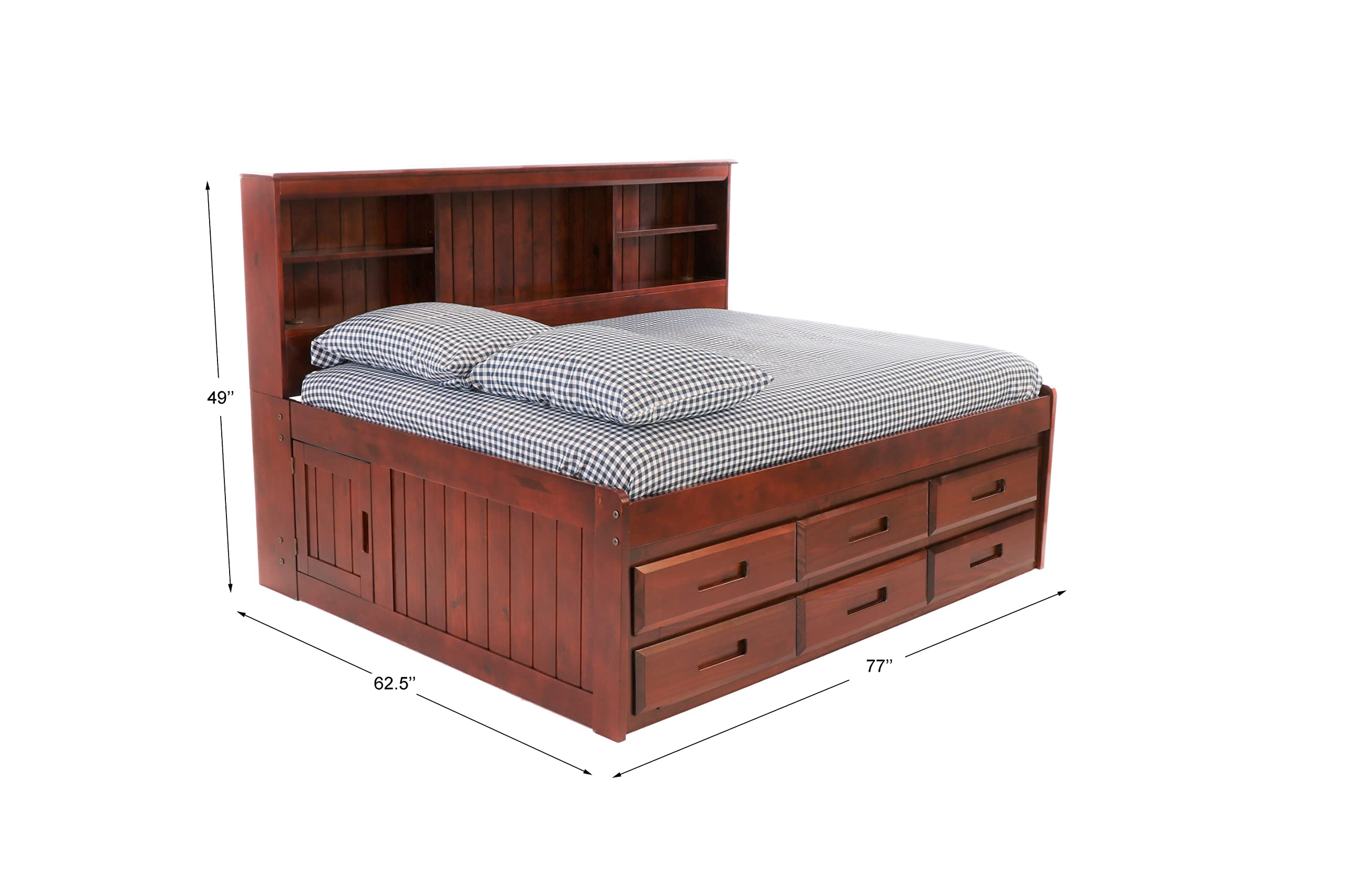 OS Home and Office Furniture Model 82823K6-22, Solid Pine Full Daybed with Six Drawers in Rich Merlot