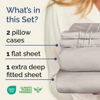 Extra Deep Pocket Cal King Sheets - 4 Piece Breathable & Cooling Bed Sheets - Hotel Luxury Sheet Set - Soft, Wrinkle Free & Comfy - Easily Fits Extra Deep Mattresses - Deep Pocket Light Grey Sheets