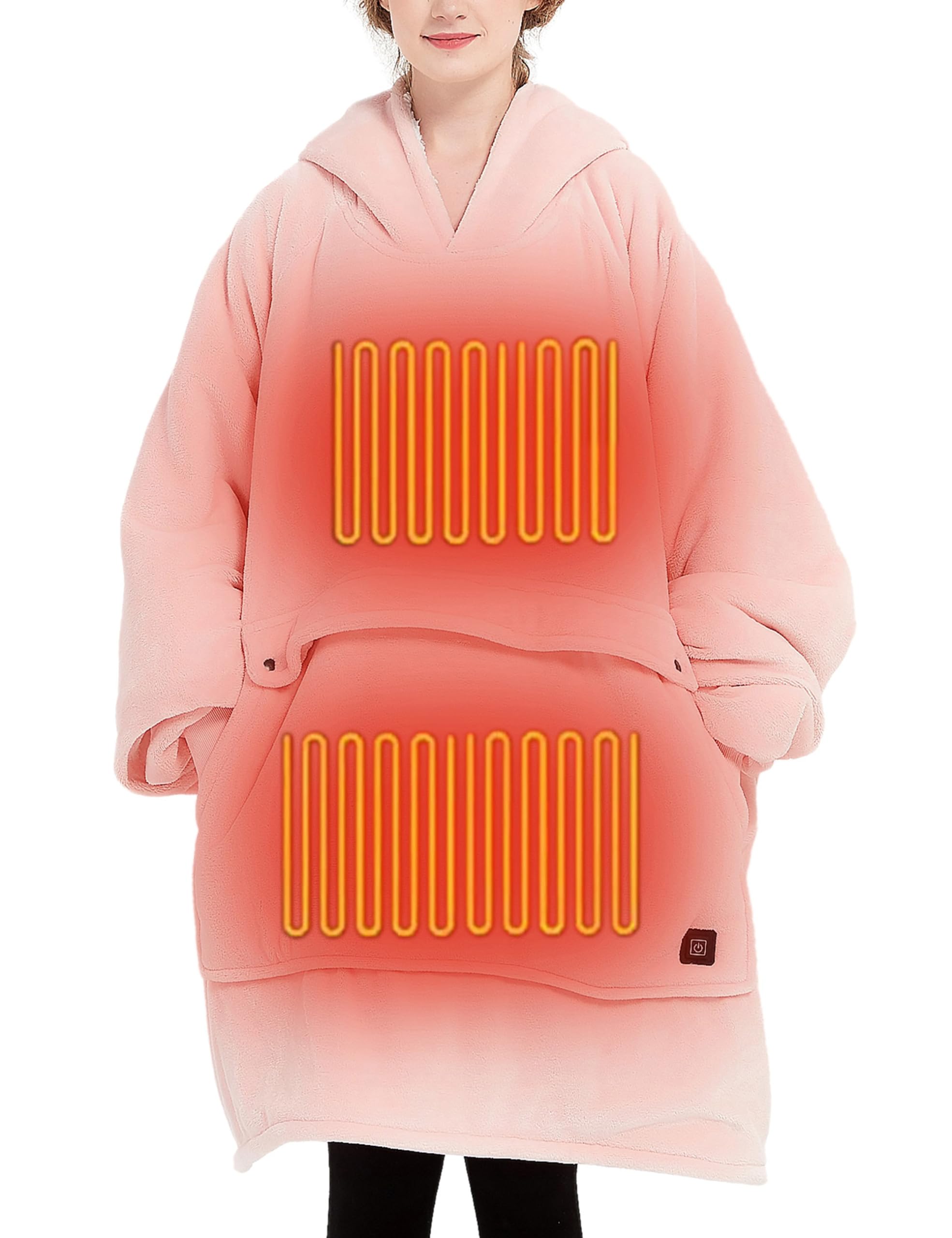 Kfubuo Heated Electric Wearable Blanket Throw Battery Operated Portable Usb Cordless Outdoor Hoodie Sweatshirt Snuggie (Heated B