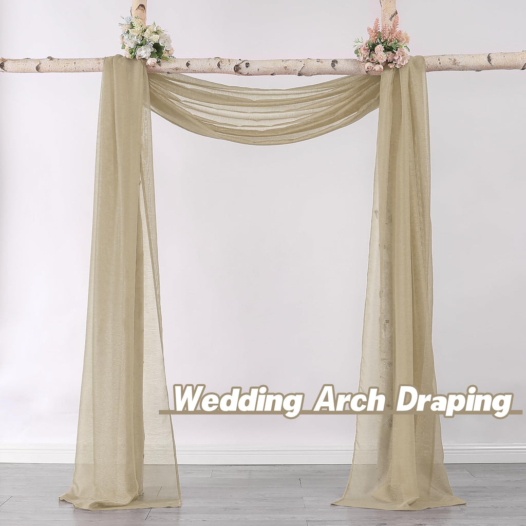 144 Inches Long Window Scarf For Party - Luxury Soft Tan Semi Sheer Curtain Scarf Valance For Wedding (1 Panel,Taupe)