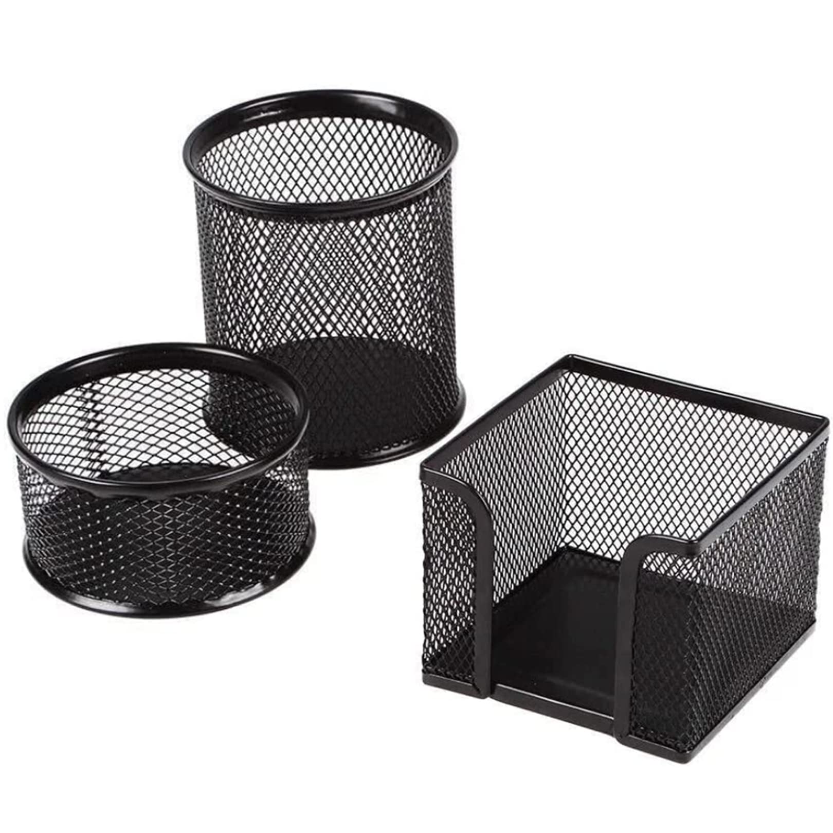 Ufficiusup Pen Holder Desktop Pencil Organizer Metal Mesh Pen Cup Paper Clip Holder Memo Pad Holder Stationary Organizer For Des