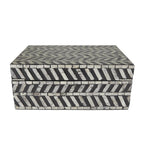 Deco 79 Mother Of Pearl Shell Handmade Decorative Box Chevron Pattern Decorative Keepsake Boxes With Hinged Lid, Set Of 2 Storag