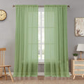 HOMEMONDE Sheer Linen Curtain for Door Light Filtering Linen Textured Curtains Pack of 2, Top Style Rod Pocket  (Mint Green  7